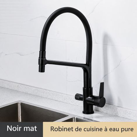 Mitigeur de cuisine 3 en 1 modèle A noir double mode chaud et froid pour eau purifiée évier – Livraison gratuite