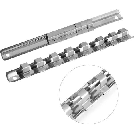 Support de rangement en acier au carbone pour 8 douilles, séparateur, rail, plateau, étagère, organisateur d'outils (1/4") (1/5)