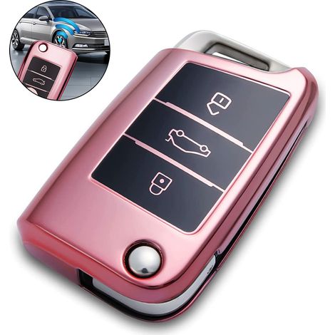 Coque Pour Télécommande De Voiture - Finition Fibre De Carbone Souple - TPU Électroplaqué - Compatible Volkswagen Golf Lingdu Langyi Tiguan Sagitar - 1 Pièce (1/5)