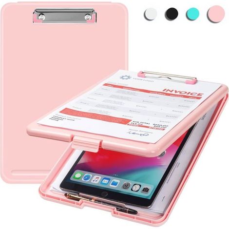 Presse-papiers rose avec rangement, presse-papiers en plastique avec clip discret, presse-papiers robuste pour infirmières, pouvant (1/5)