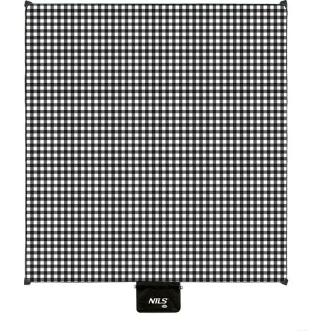 Picknickmatte, Weiß-Schwarz, 200x200 cm, PE + Aluminium