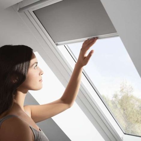 VELUX Verdunkelungs-Rollo manuell Dunkelblau,Schiene weiß SWL PG:S PK06
