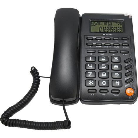 Téléphone filaire à grosses touches, téléphone fixe pour la maison, le bureau, l'hôtel, les personnes âgées, noir