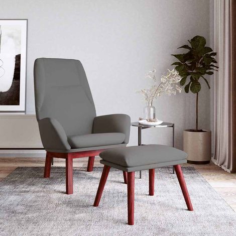 vidaXL Sillón de relax con taburete tela gris claro (1/5)