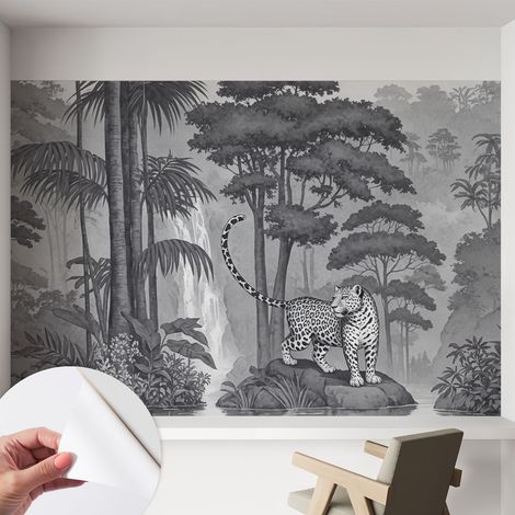 Papier peint autocollant décoratif à motifs pour salon chambre et bureau Tapete adhésif pour décoration Jungle tropicale 152x104 cm (1/5)