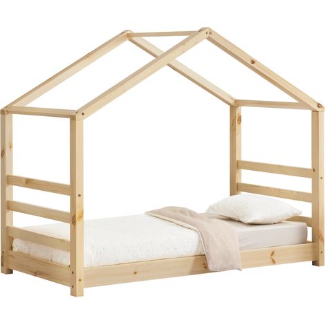 Letto a Casetta per Cameretta Vardø 80x160 cm Legno Naturale [en.casa]