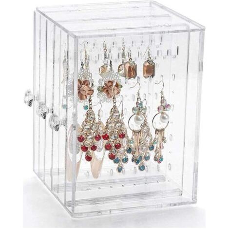 Support de rangement pour boucles d'oreilles acrylique – 3 tiroirs verticaux – Design compact et léger – Organisateur de bijoux pour femmes (1/5)