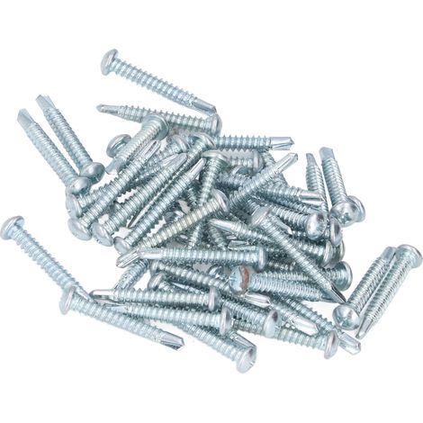 Kit de 50 vis autoperceuses cruciformes en acier au carbone 4,8 x 32 mm à tête ronde pour réparations (1/5)