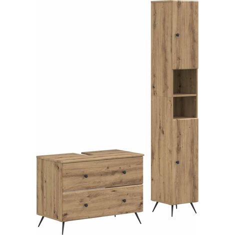 2 Piece Bathroom Cabinet Set BREDA Artisan Oak Engineered Wood vidaXL