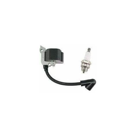 Carburateur,Bobine d'Allumage avec Bougie d'Allumage pour Tondeuses Stihl FS38, FS46, FS45, FS55, FC55, FC55Z, FC55-DZ, HL45, HL45Z, HL45-DZ, HS45, HS45Z, KM55, KM55RZ, KM55C, KM55R, Remplace (1/5)