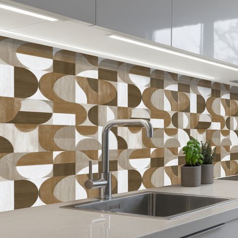 Kitchen Splashback Abstract - Retro - Brown 200x80 cm