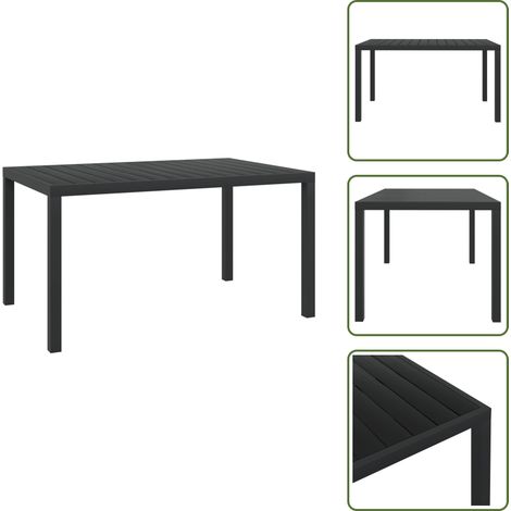 Gartentisch Schwarz 150x90x74 cm Aluminium und WPC - Gartentisch - Außenbereich - Terrassenmöbeln - Aluminiumtisch - WPC Tisch (1/5)