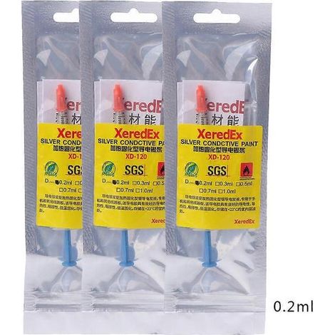 Colle adhésive conductrice argentée pour la réparation de circuits imprimés, peinture conductrice, connecteurs, pâte pour circuits imprimés, fil électriquement durable, blanche (1/5)