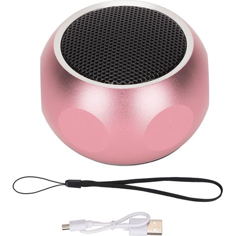 Mini Enceinte Bluetooth Portable Mignonne, Haut-Parleur Compact Sans Fil avec Dragonne pour Douche, Vélo, Voiture, Voyage - Rose (1/5)