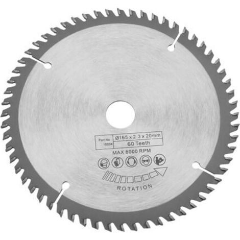 165 mm Kreissägeblatt mit 60 Zähnen für Hartholz und Metall. Aus Hardloy. 20 mm Bohrungsdurchmesser. Sauberer und präziser Schnitt. (1/5)