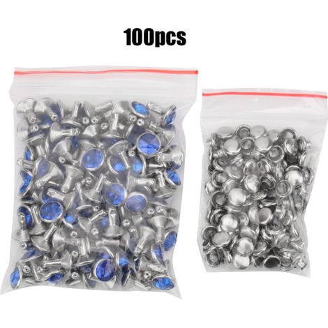 Rivets en strass cristal de qualité B de 8 mm de couleur, clous de strass à faire soi-même, rivets tubulaires en strass, accessoires pour sacs, chaussures, chapeaux et vêtements, vente directe d'usine (1/4)