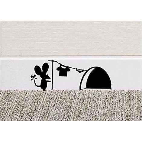 18 x 7 cm großer Vinyl-Wandaufkleber mit Mauseloch-/Maushausmotiv, für Fußleisten (1/4)