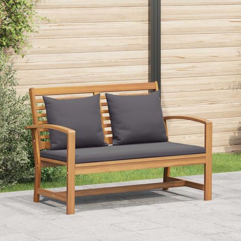 Gartenbank- und Tischset mit Polster 2 Stück Massivholz Teak
