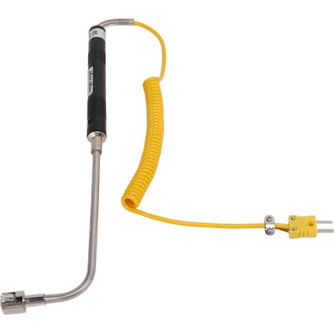 Thermocouple de type K en acier résistant à la chaleur avec poignée isolée. Haute précision et réponse rapide pour les tests de température. Thermocouple de surface à tige incurvée. (1/5)