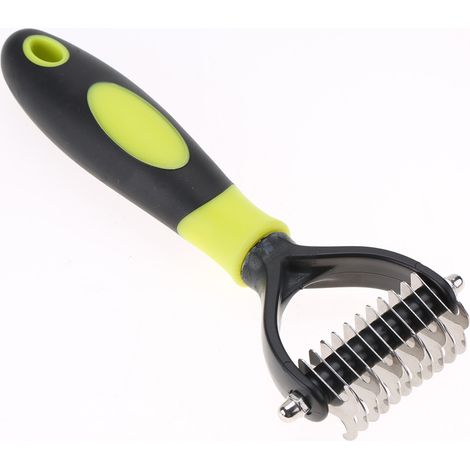 Brosse à nœuds professionnelle double face pour animaux de compagnie, peigne de nettoyage et d'épilation pour chiens (jaune) (1/5)