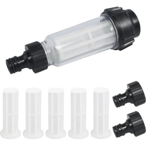 Filtre à eau tuyau d'arrosage, filtre à eau robinet 3/4", 6 cartouches, 2 raccords rapides, nettoyeur haute pression, camping-car (1/4)