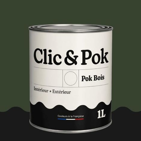 Peinture Bois Extérieur – POK BOIS - 1L - RAL 6020 - Vert oxyde chromique- Résistante aux intempéries - Ne s'écaille pas