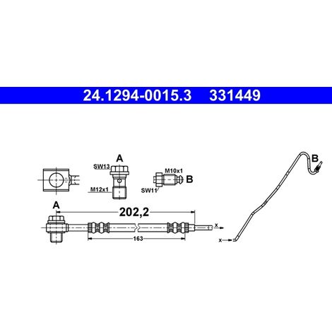 Flexible de frein ATE 24.1294-0015.3 AUDI 6R0 611 764 A 6R0 611 764 B