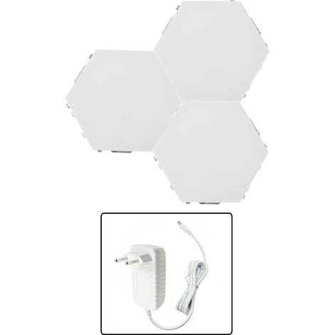 Lampe murale décorative hexagonale innovante à monter soi-même, idéale pour la chambre ou le salon. Alimentation 100-240 V, 3 LED incluses. (1/5)