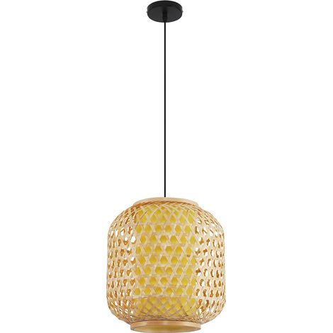 Lampe de plafond en bambou - Lampe suspendue de style Boho Bali - Ubon Bois naturel