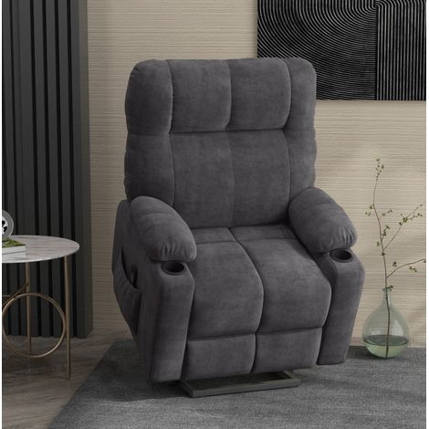 Poltrona relax elettrica alzapersona con massaggio e riscaldamento, grigio scuro DESVIAE (1/5)