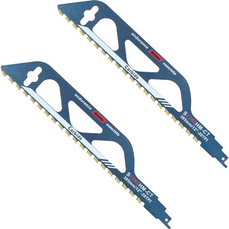 2 x Reciprocating Saw Blade, 305 mm Sabre Saw Blade for Wood, Metal, Concrete and Brick Block Sabre Saw Blade S1243HM (1/5)