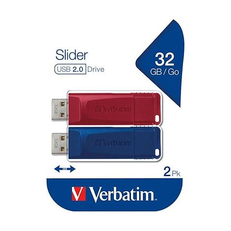 Clé USB Verbatim Store 'n' Go Slider 32 Go USB 2.0 (lot de 2) (1/5)