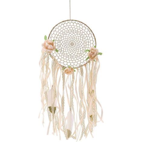Attrape-rêves bohème en macramé tissé de fleurs et plumes, attrape-rêves suspendu, carillon éolien à faire soi-même, décoration murale pour mariage (1/5)