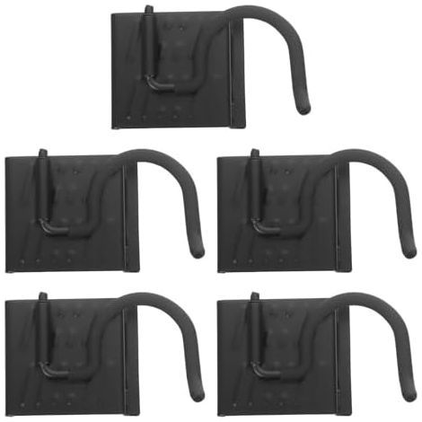 Lot de 5 crochets rangement pour outils garage - Crochets métalliques robustes à fixer sur panneau lattes avec revêtement antidérapant Idéal le des (1/5)