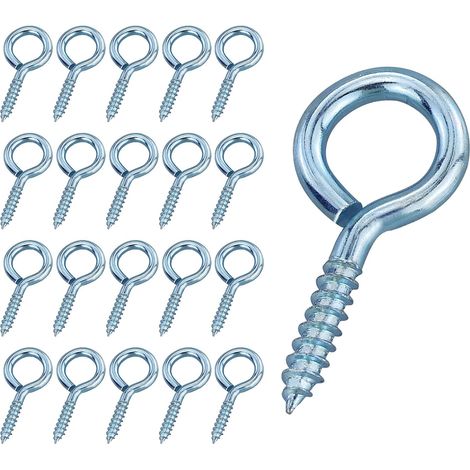 APEX 20 Pièces Vis à Oeillet 30mm, Taraudeuse, Oeillets Ronds, Vis à Crochet en Métal, Pour le Bois, la Fixation de Fils, la Décoration Intérieure et Extérieure (1/5)