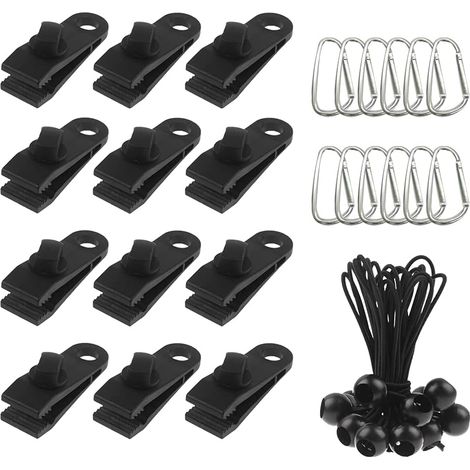Markisenklemme,36 Pcs Planenclips mit Karabiner,Planenclips Schwerlast,Markisen Zubehör,Zeltklemmen,Tarp Clips Set,Planenclips Metall,Planenclips mit Spanner (1/5)