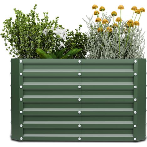 Blumfeldt Potager surélevée High Grow Straight, 600 L en Acier Galvalume anti rouille, Ergonomique & Facile à assembler, Idéale pour fleurs, herbes & légumes, Jardinière Extérieur