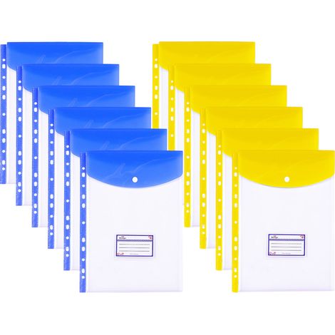 Dossier De Classement - 12 Pochettes Transparentes PP 31,5 X 22 Cm - Pour Classeur À 2 3 Ou 4 Anneaux - 11 Trous - Lot De 12 (1/5)