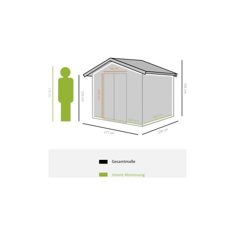 Abri de jardin gris anthracite en acier avec cadre de sol et portes coulissantes résistant aux intempéries pour jardin et terrasse (1/5)