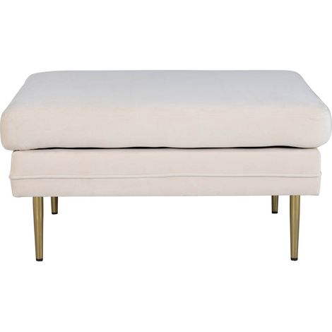Boom pouf ,repose-pieds  velours laiton, blanc.