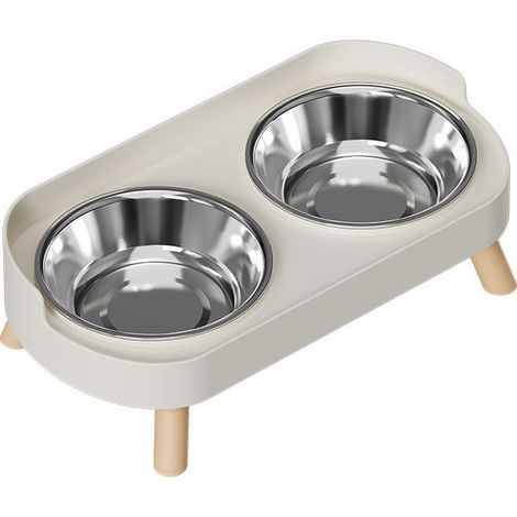 Erhöhte Futternäpfe für Katzen, spritzwassergeschütztes Edelstahl-Set für Kätzchen und Hunde, komfortabel und spülmaschinenfest – Weiß