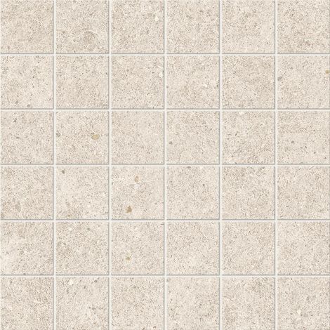 Mosaïque effet Pierre Calcaire Blanc Craie 4,8x4,8 cm Quadra 30x30x0,9 cm Mat Domella - Sol et mur intérieur (vendu par carton de 0,9 m²) - RO'MA CARRELAGE