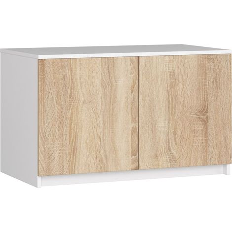Akord – Surmeuble armoire 90 cm 2 portes – Façade chêne sonoma – Panneau stratifié – 2 étagères – Dimensions 90x51x55 cm