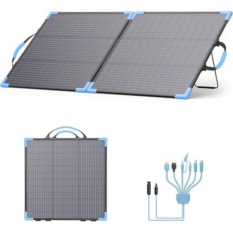 Panneau solaire bifacial pliable 110 W, efficacité 23,5% et étanche IP68 – Avec support renforcé pour station d'alimentation, camping, camping-car, jardin (1/5)