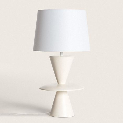 Lámpara de Mesa Resina y Tela Wismar Blanco Roto