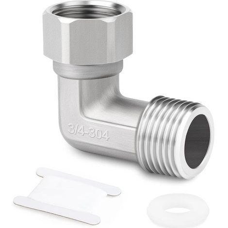 Stück 90°-Winkelstück aus Edelstahl 304, 2 Enden, flexibler und beweglicher Verbinder, 3/4"-Innengewinde für Brause, Duscharm, Eckarmatur (1/5)