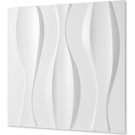 Jiubiaz Panneaux Muraux 3D Pulsation Blanc 50×50 cm – Panneaux PVC Modernes (1/2)
