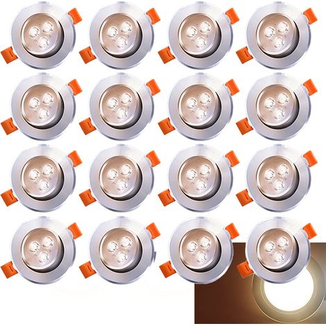 Jopassy Faretti da Incasso LED Orientabili 3W Tondi 85mm per Soffitto Soggiorno Camera Ufficio Cucina Bagno Bianco Caldo 3000K 20 Pezzi (1/5)