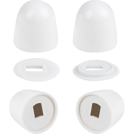 Paquet de 4 Capuchons de Boulon de Toilette Universels - Capuchons Ronds en Plastique Blanc 3,7 mm de Haut avec Rondelle Supplémentaire pour Montage Facile (1/3)