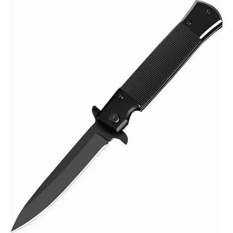 Klappmesser mit G10-Griff, Edelstahlklinge, Einhandöffnung, schwarz